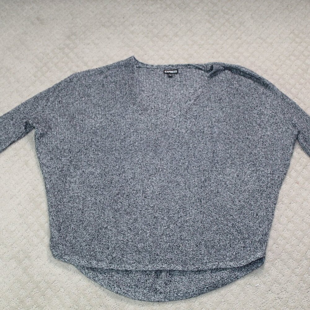 Express Size S Black White Cotton Oversized Short Sleeve Sweater